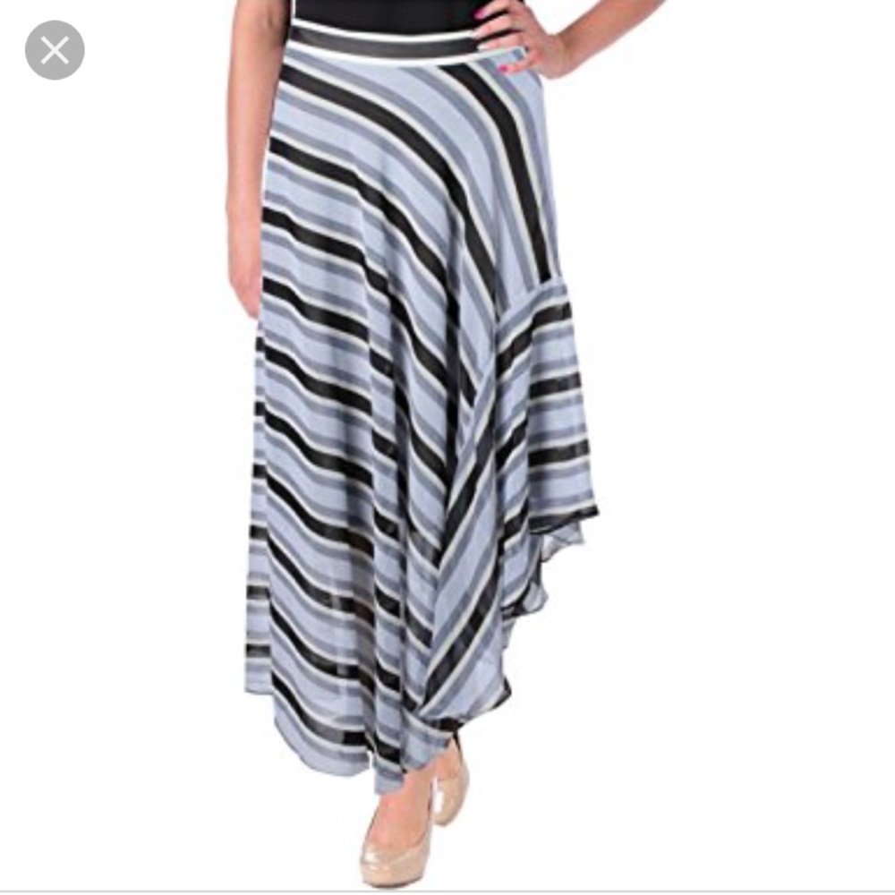 Rachel Roy high-low blue striped midi/maxi skirt